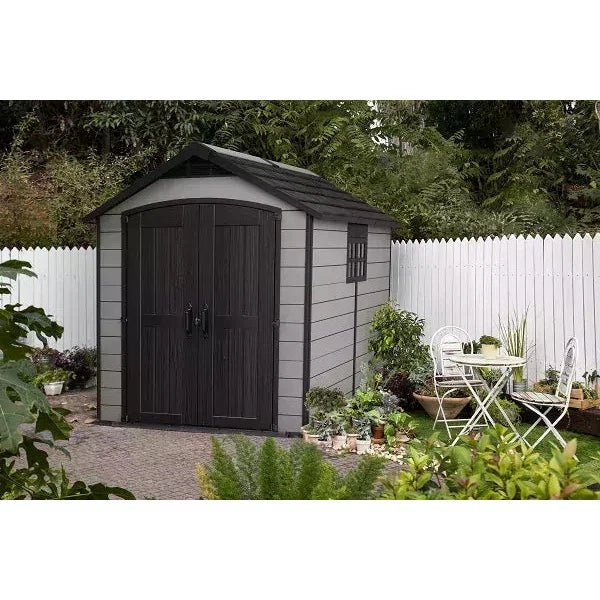 Keter 7.5’x9′ Premier Heavy Duty Plastic Shed – Grey - Image 2