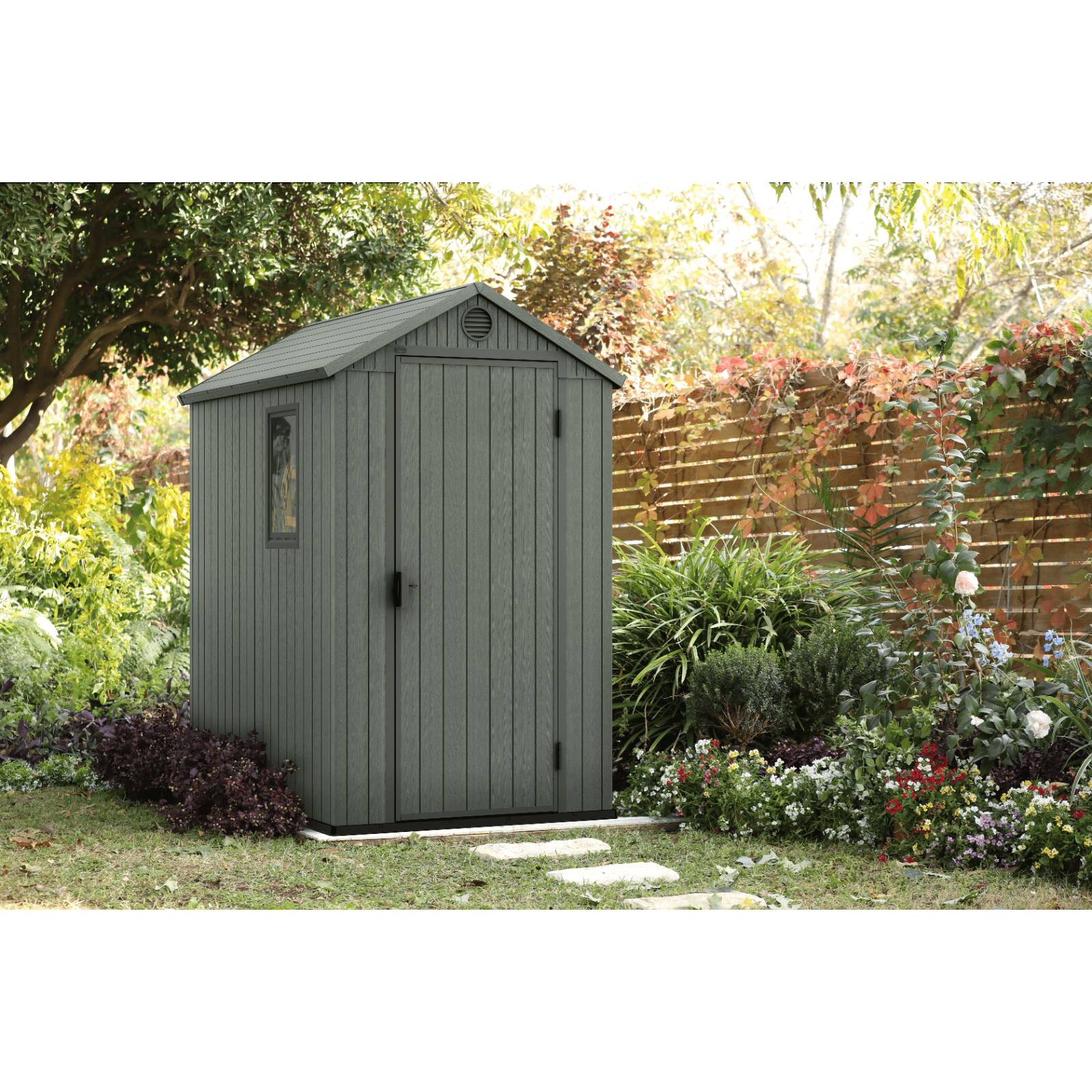 Keter 4’x6′ Darwin Heavy Duty Plastic Garden Shed – Green - Image 2